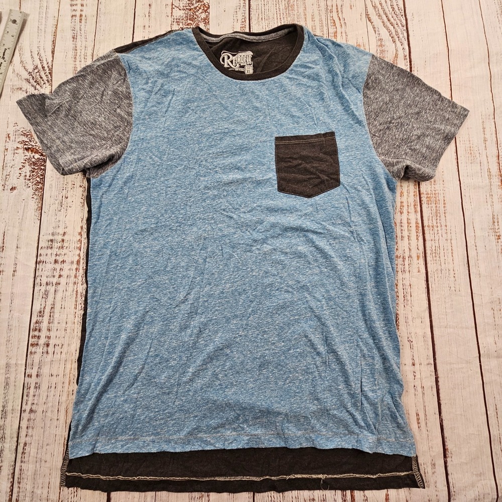 Retrofit Brand Blue Colorblock Short Sleeve Cotton Blend T-Shirt Men's XL
